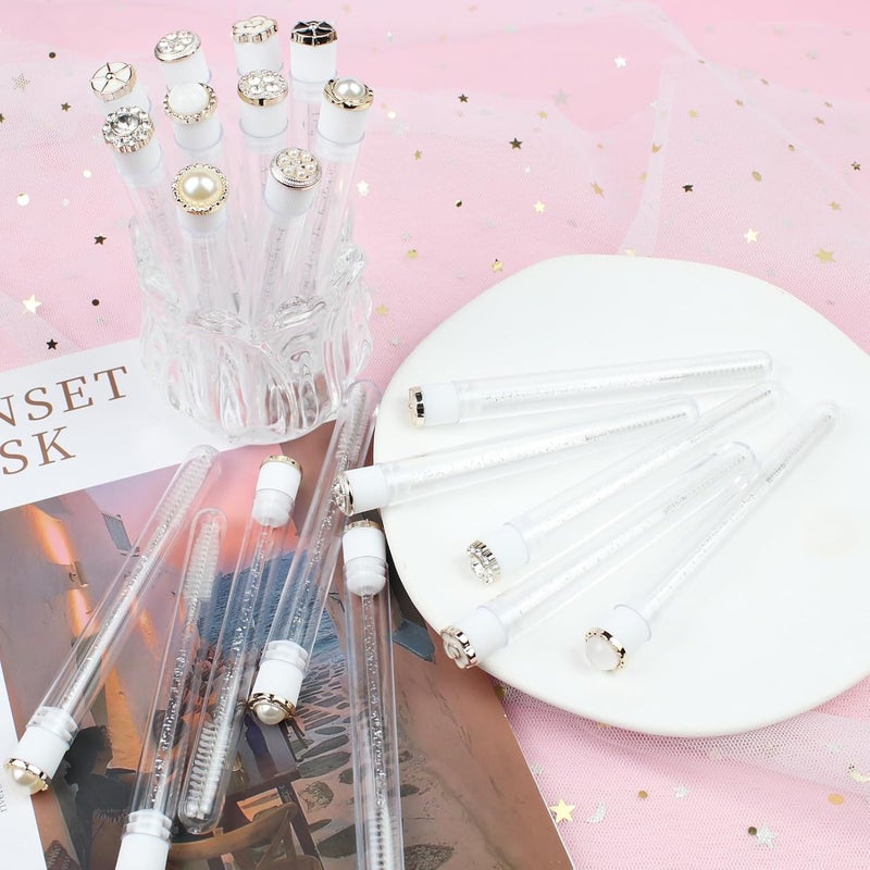 SenRocc 20pcs Mascara Wands Tube Reusable Lash Spoolies Pear Diamond Tube Eyelash Brush Tubes Spoolies Lash Extension Brushes Applicators Makeup Tools (Pearl-Diamond-MlX) - Image 5